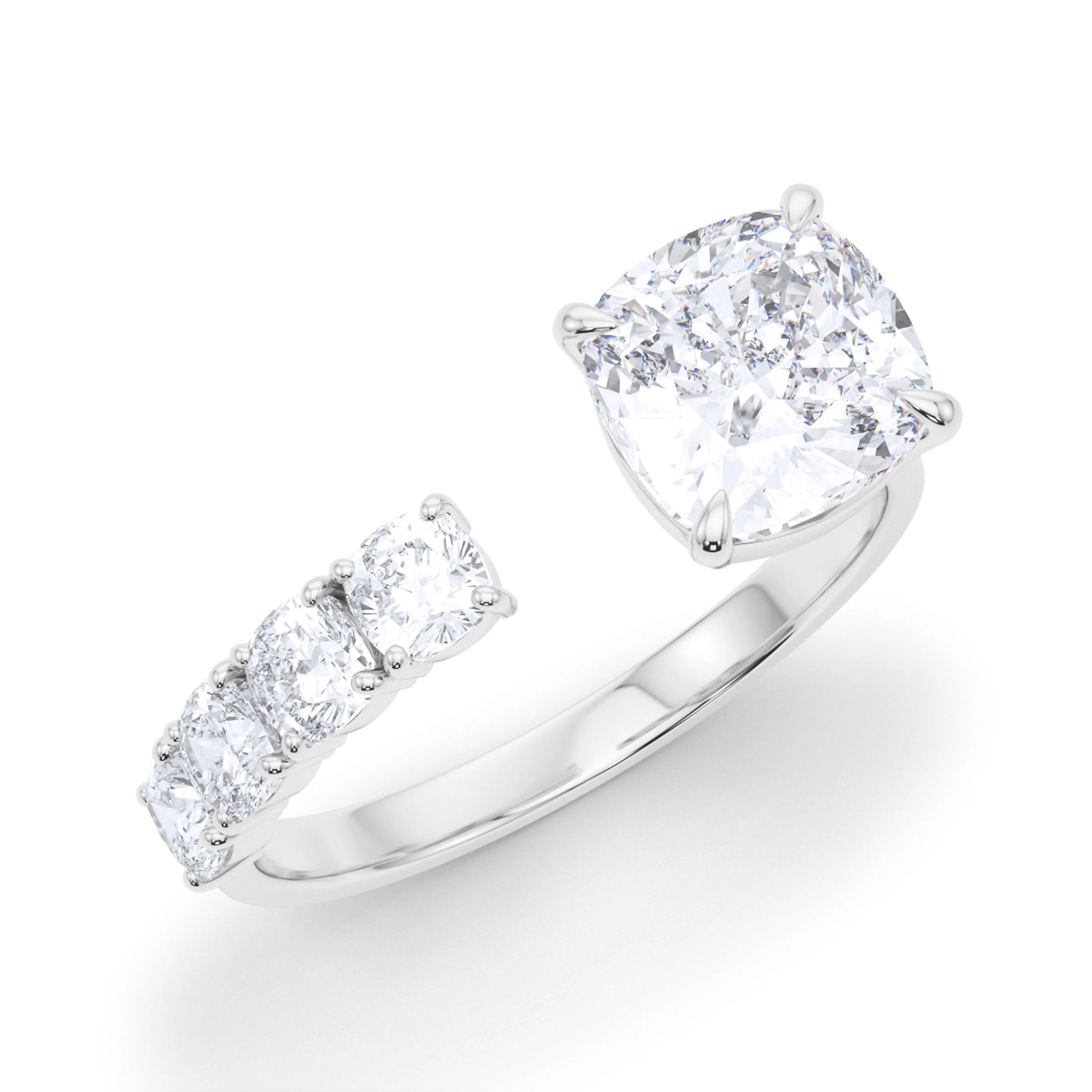 Floating Cushion Cut Diamond Ring