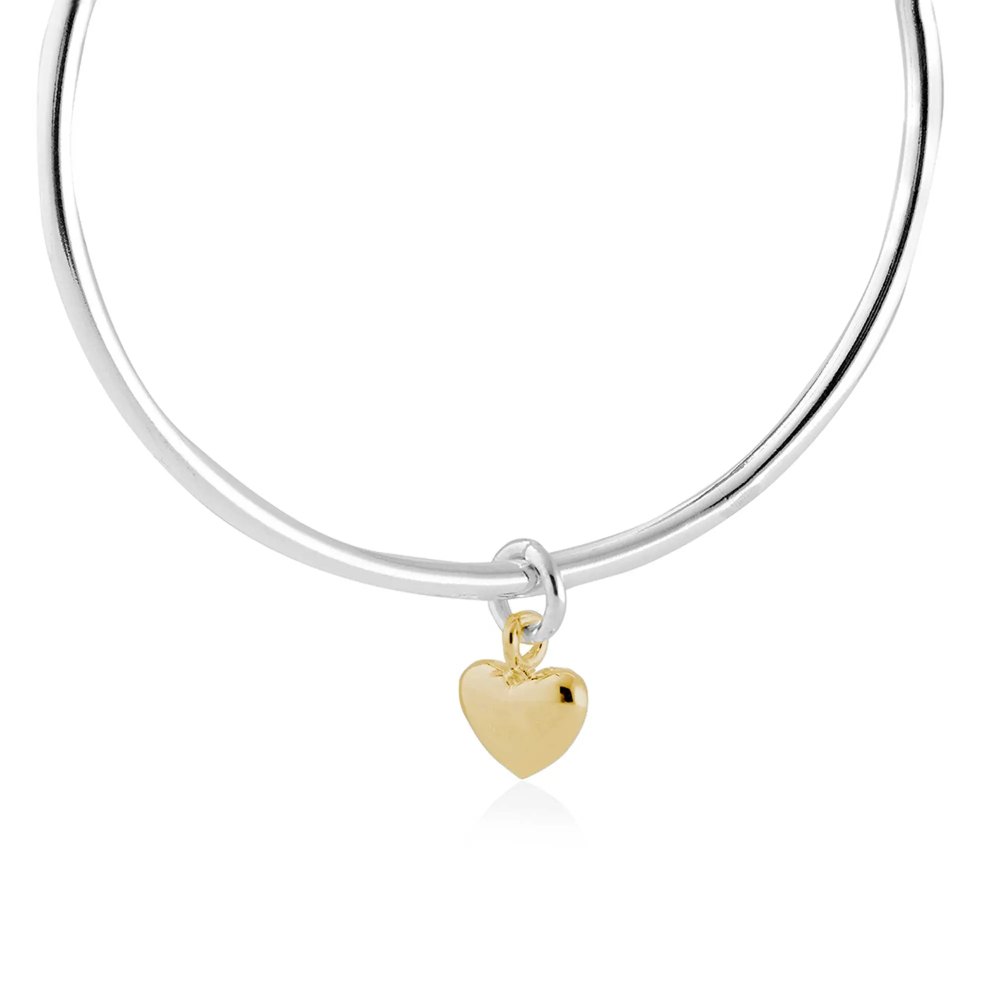 Forever Heart Silver & Solid Gold Charm Bangle