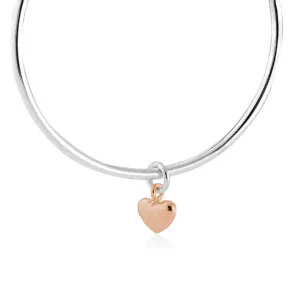 Forever Heart Silver & Solid Rose Gold Charm Bangle