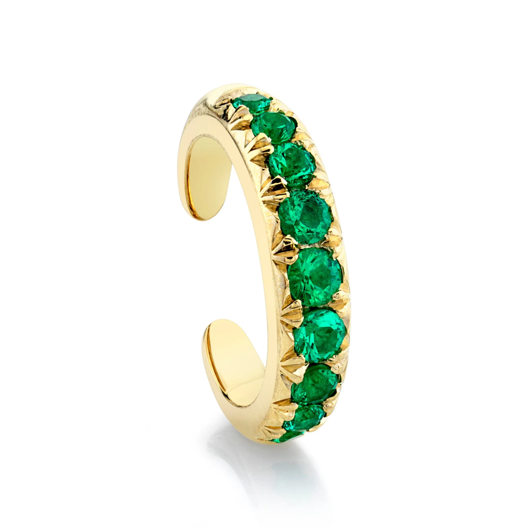 French Pave Graduated Emerald Ear Cuff