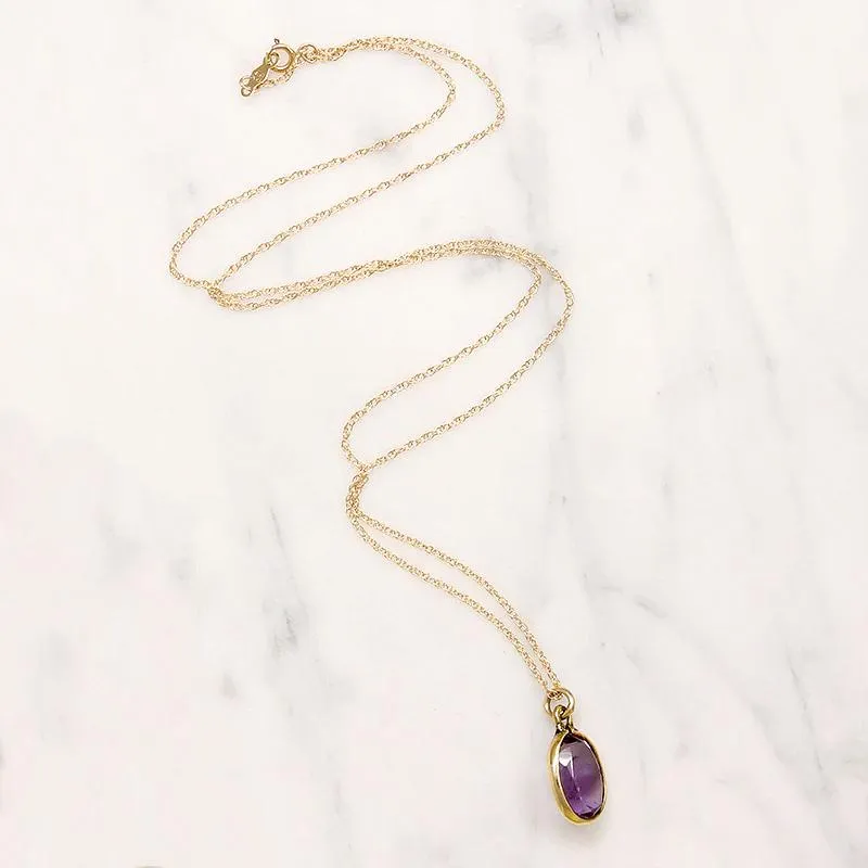 Fresh Violet Amethyst Solitaire Pendant