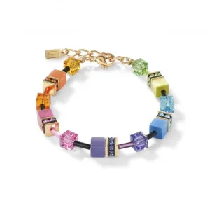 GeoCUBE® Multicolour Rainbow-Gold Bracelet 2838/30-1573