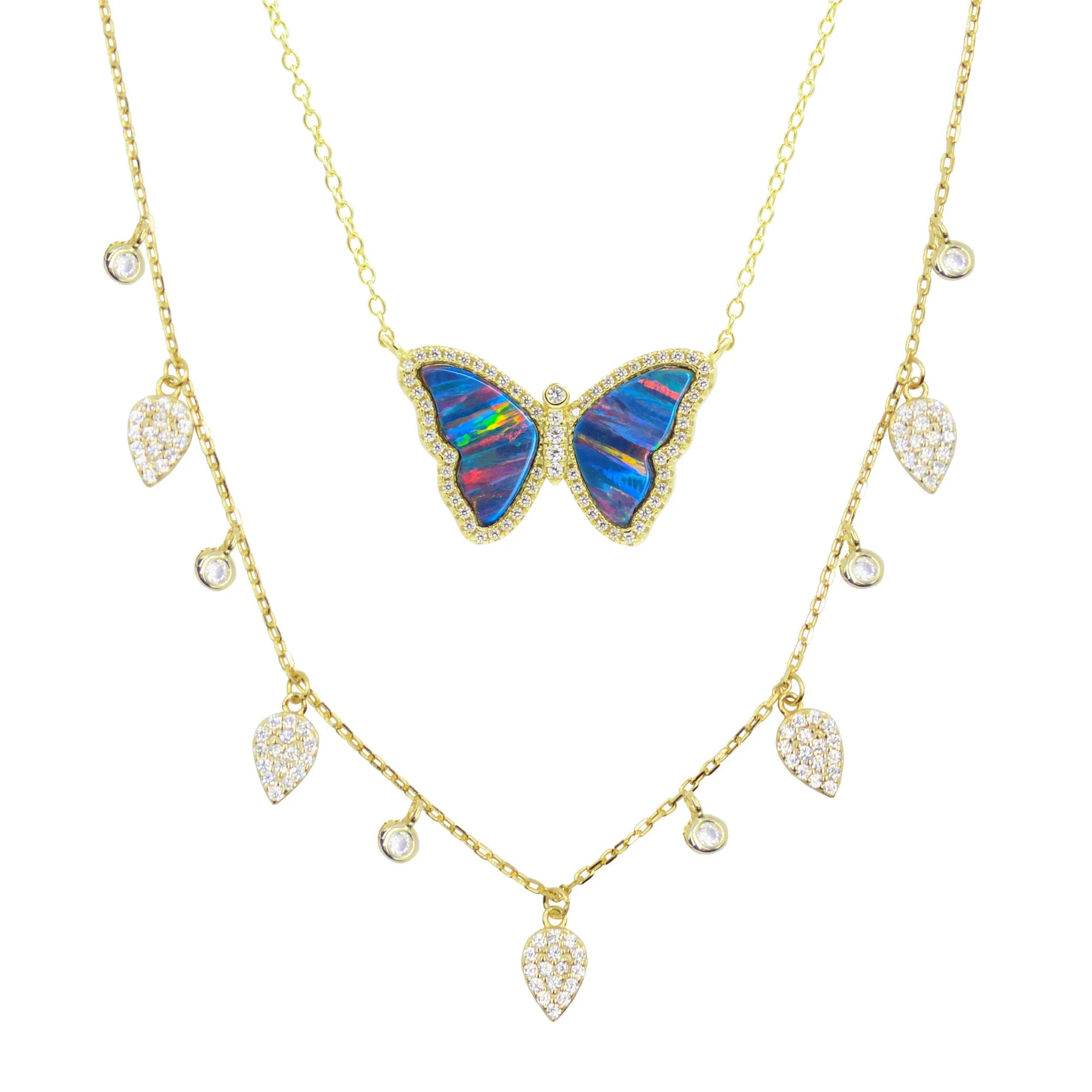 Gift Set | Opal Butterfly Necklace   Gold Choker