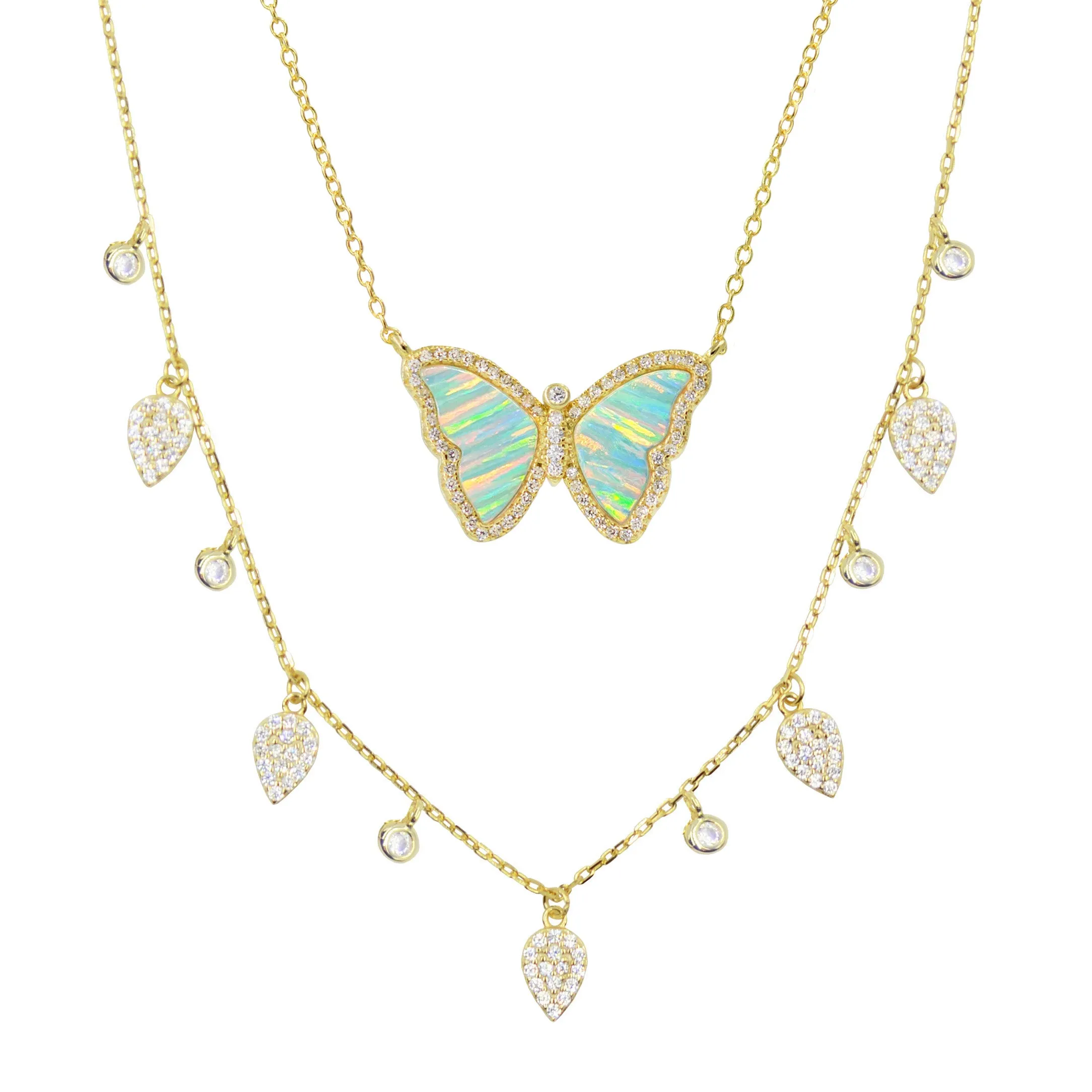 Gift Set | Opal Butterfly Necklace   Gold Choker