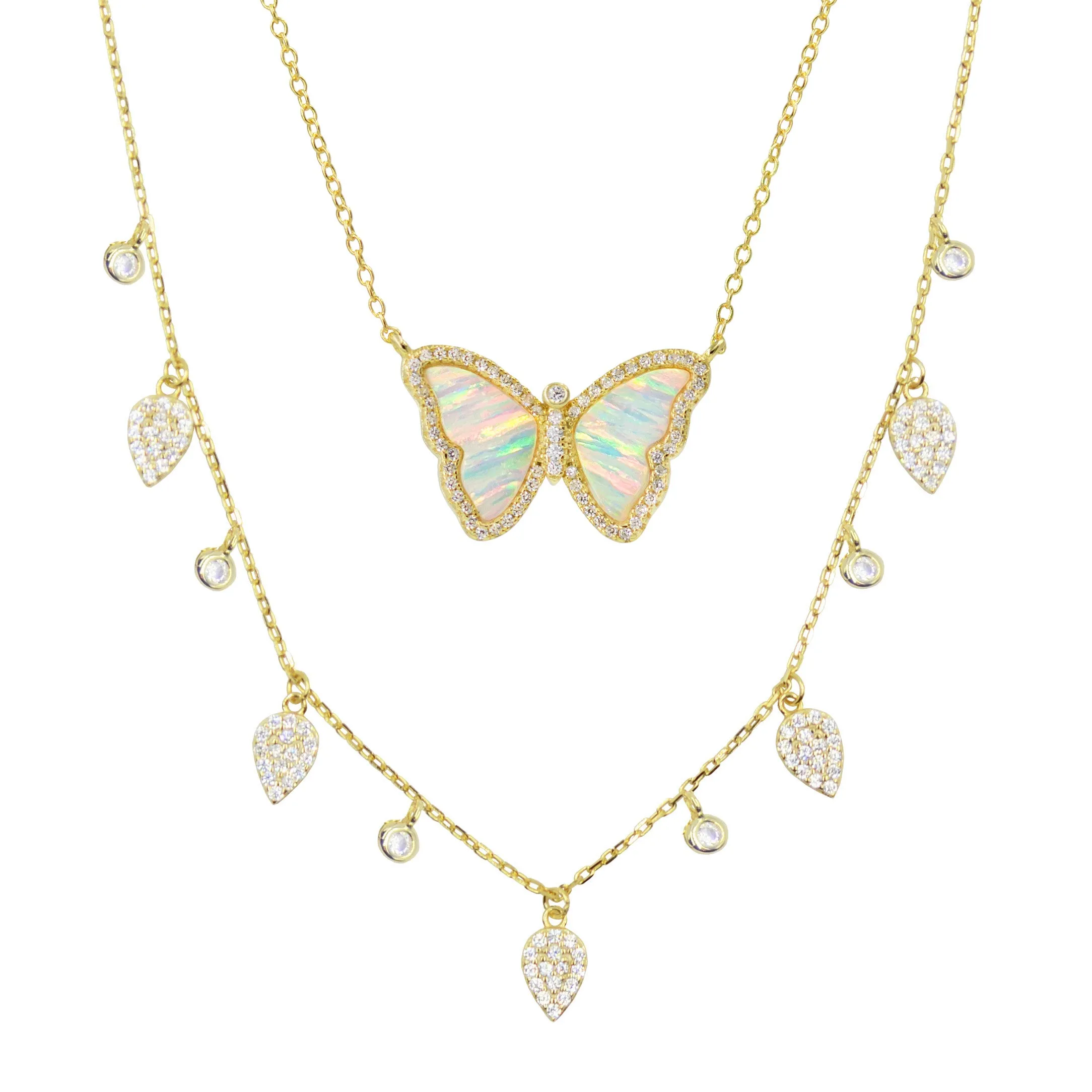 Gift Set | Opal Butterfly Necklace   Gold Choker