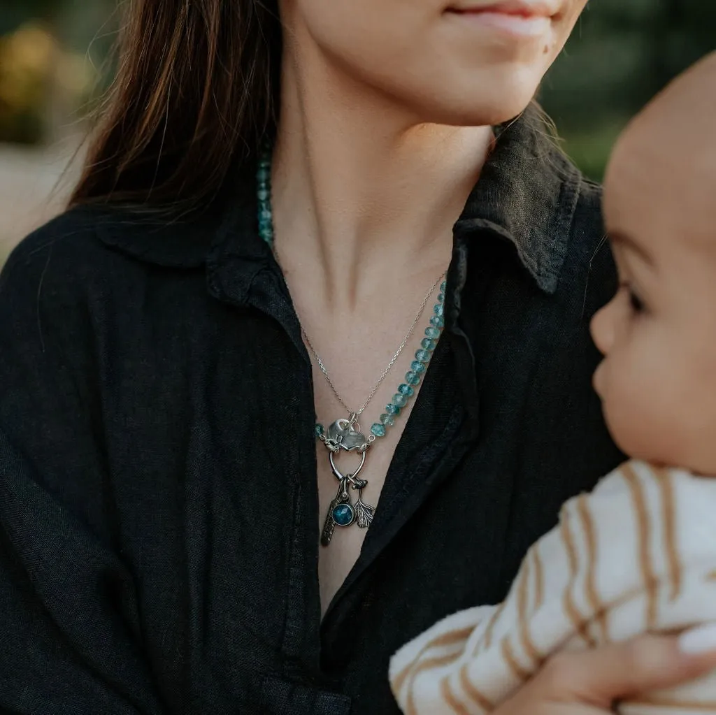 Glowing Apatite Hand Knotted silk necklace