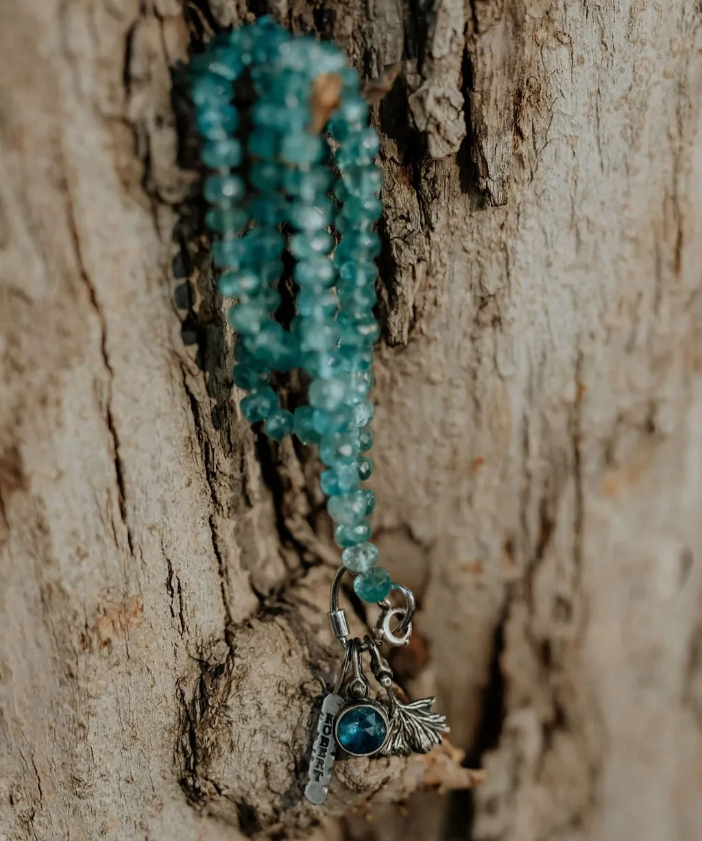 Glowing Apatite Hand Knotted silk necklace