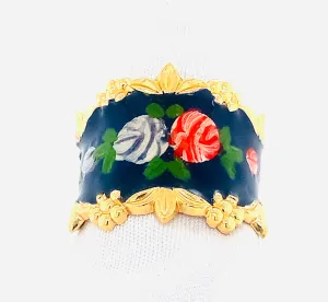 Gold and Enamel Rosebud Garden Ring