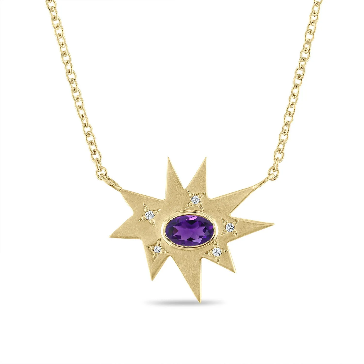 Gold Midi KAPOW! Necklace: Amethyst