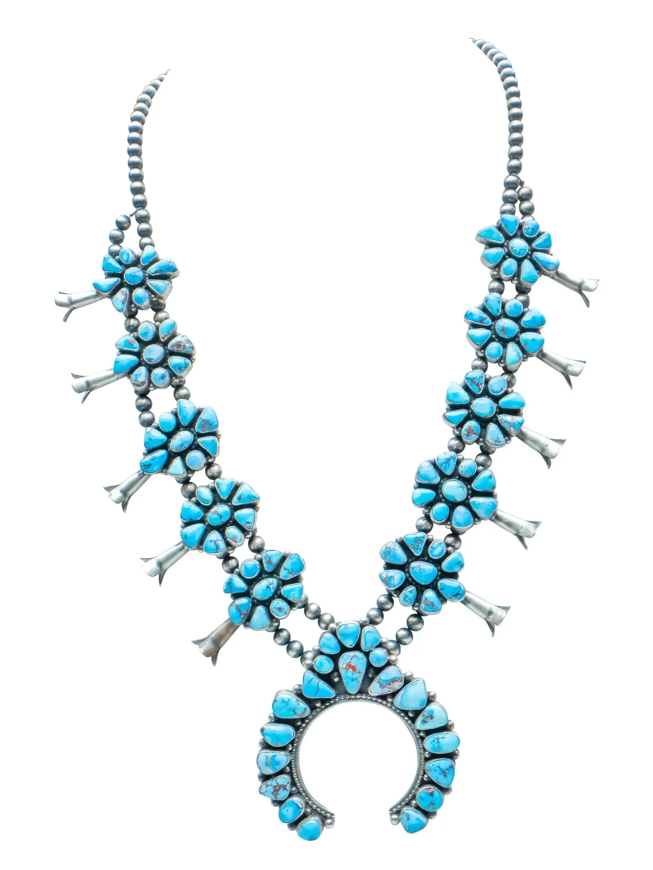 Golden Hills Turquoise Squash Blossom Necklace & Earring Set | Bobby Johnson