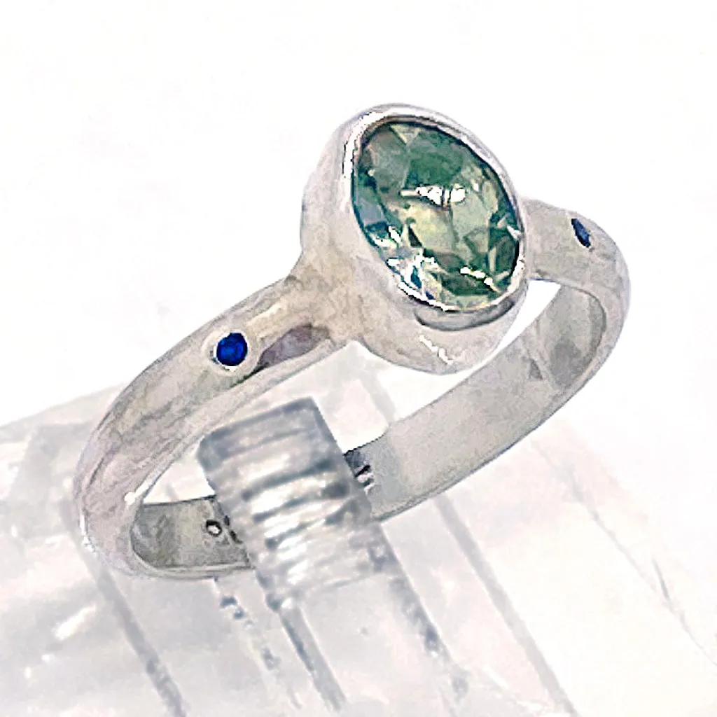 Green Amethyst & Diamond Ring (size 8 1/2)