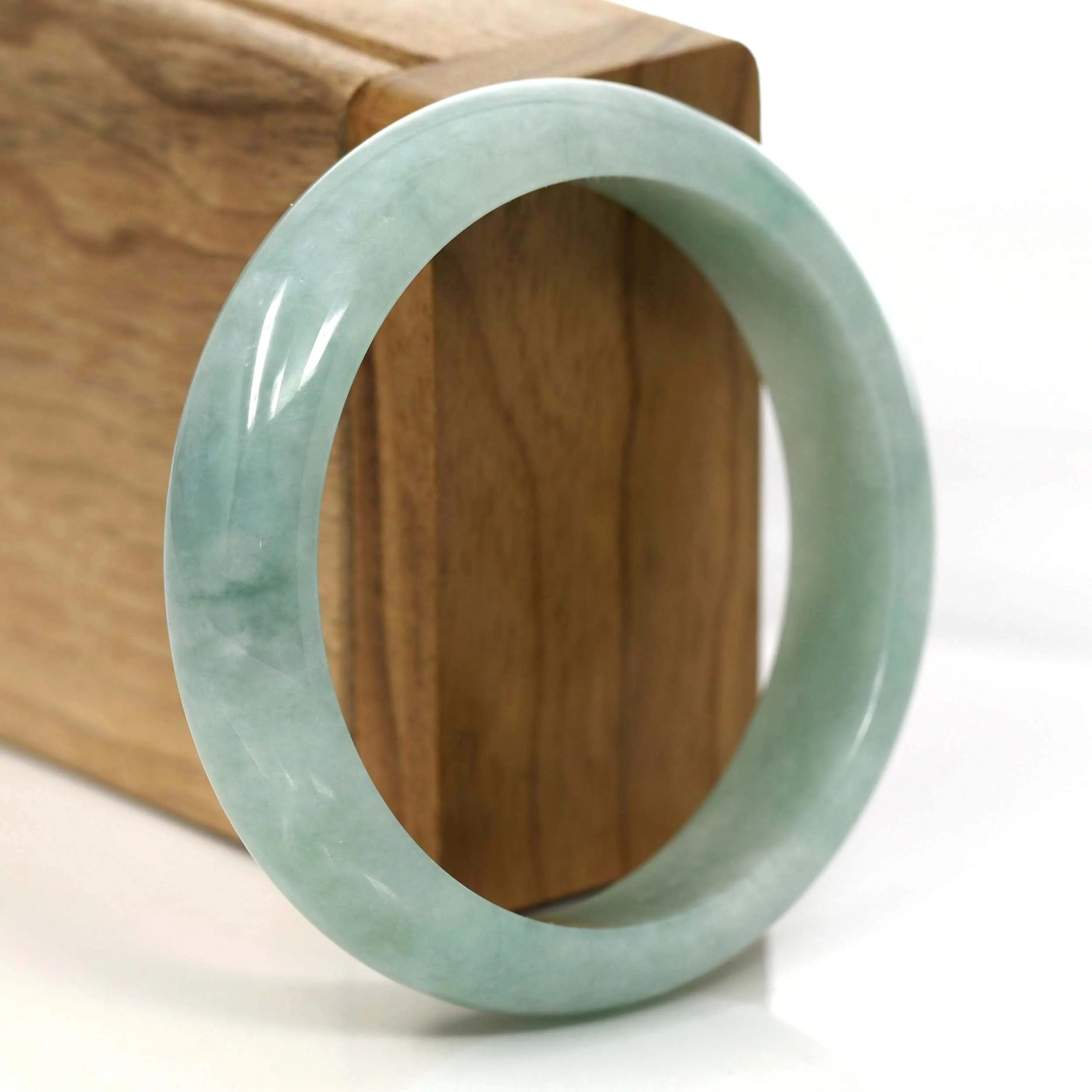 Green Genuine Burmese Jadeite Jade Bangle Bracelet (55.34 mm) #648