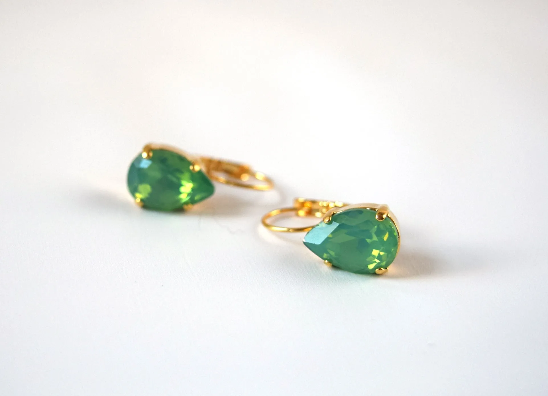 Green Opal Teardrop Earrings - Medium Teardrop