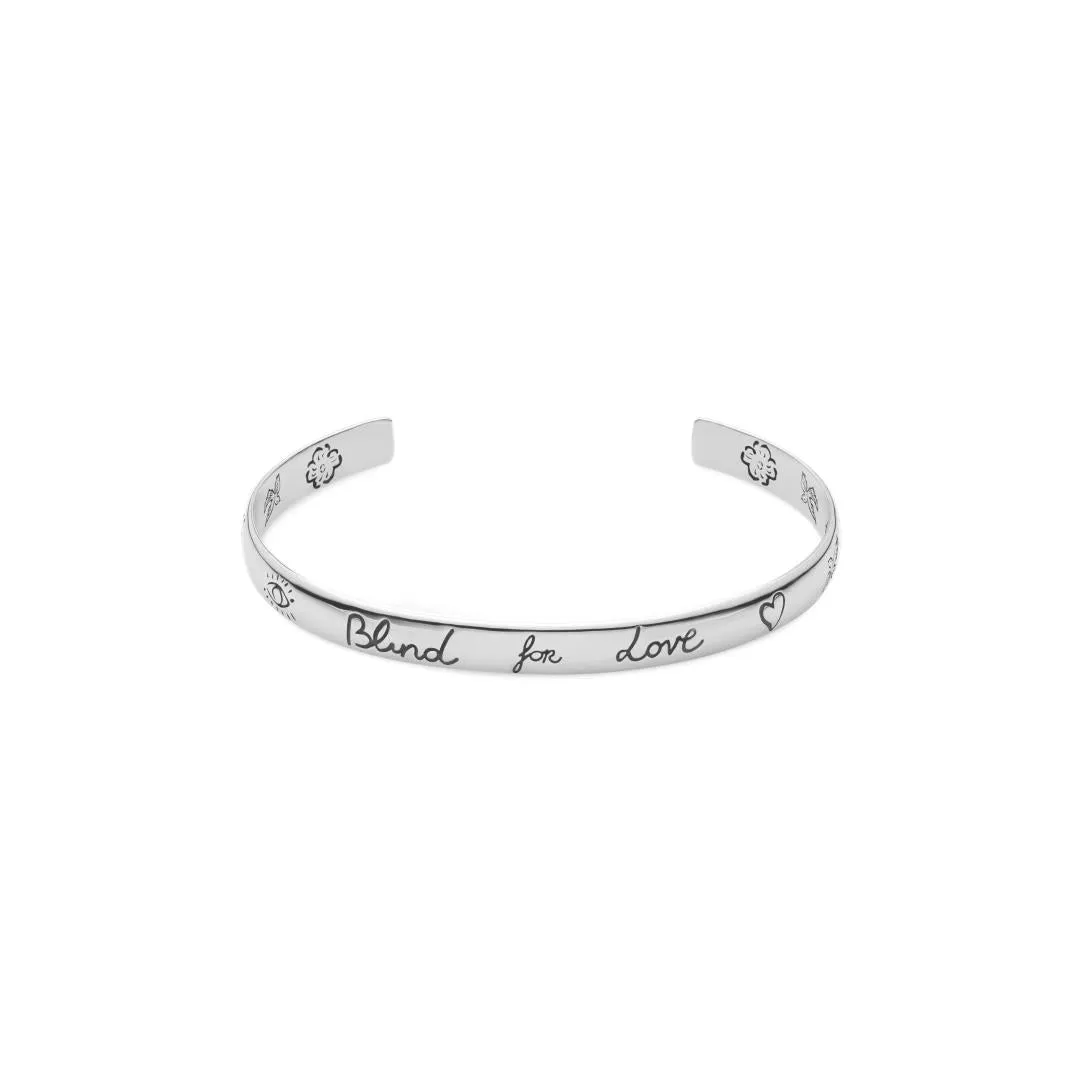 Gucci Sterling Silver 6mm Blind for Love Cuff Bracelet