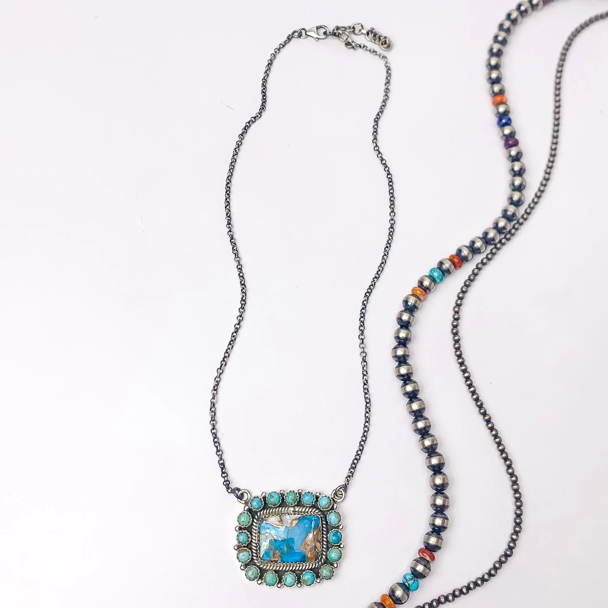 Hada Collection | Handmade Sterling Silver and Turquoise Remix Pendant Necklace