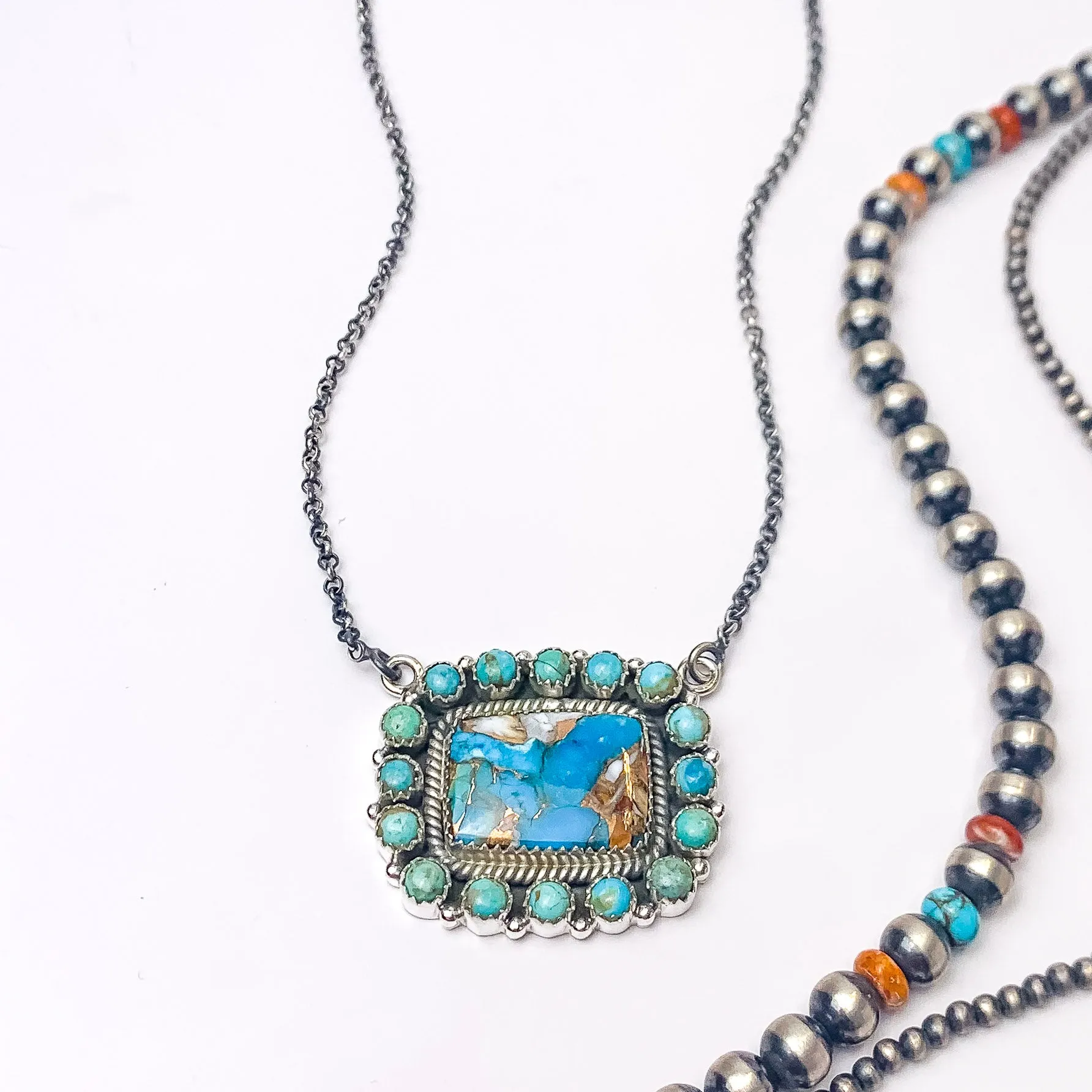 Hada Collection | Handmade Sterling Silver and Turquoise Remix Pendant Necklace