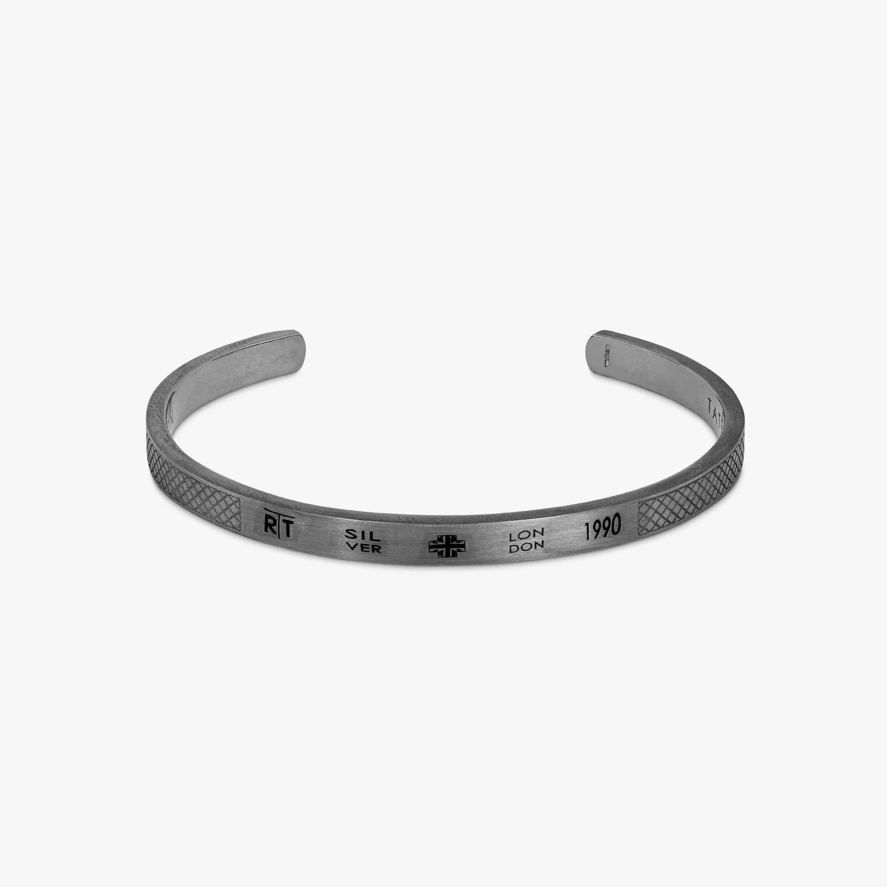 Hallmark Bangle In Ruthenium Plated Silver