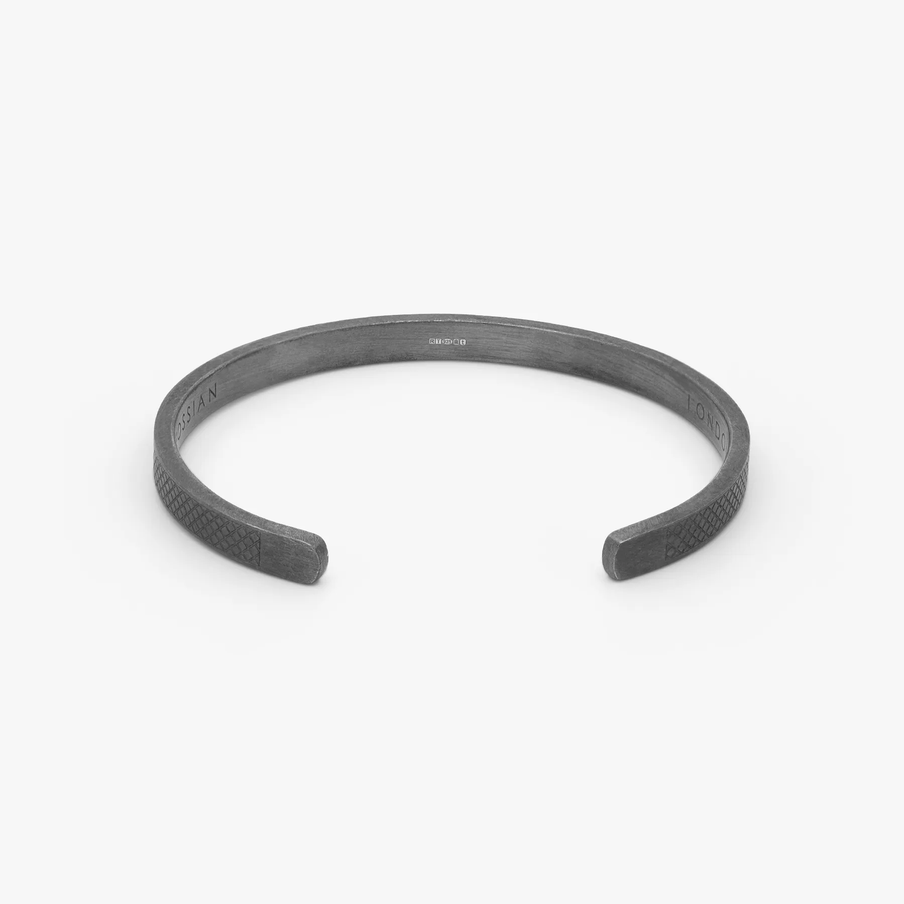 Hallmark Bangle In Ruthenium Plated Silver