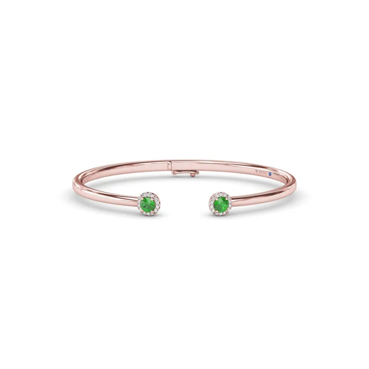 Halo Emerald and Diamond Bangle