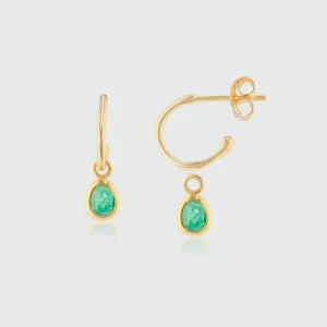 Hampton Emerald & Gold Vermeil Interchangeable Gemstone Earrings