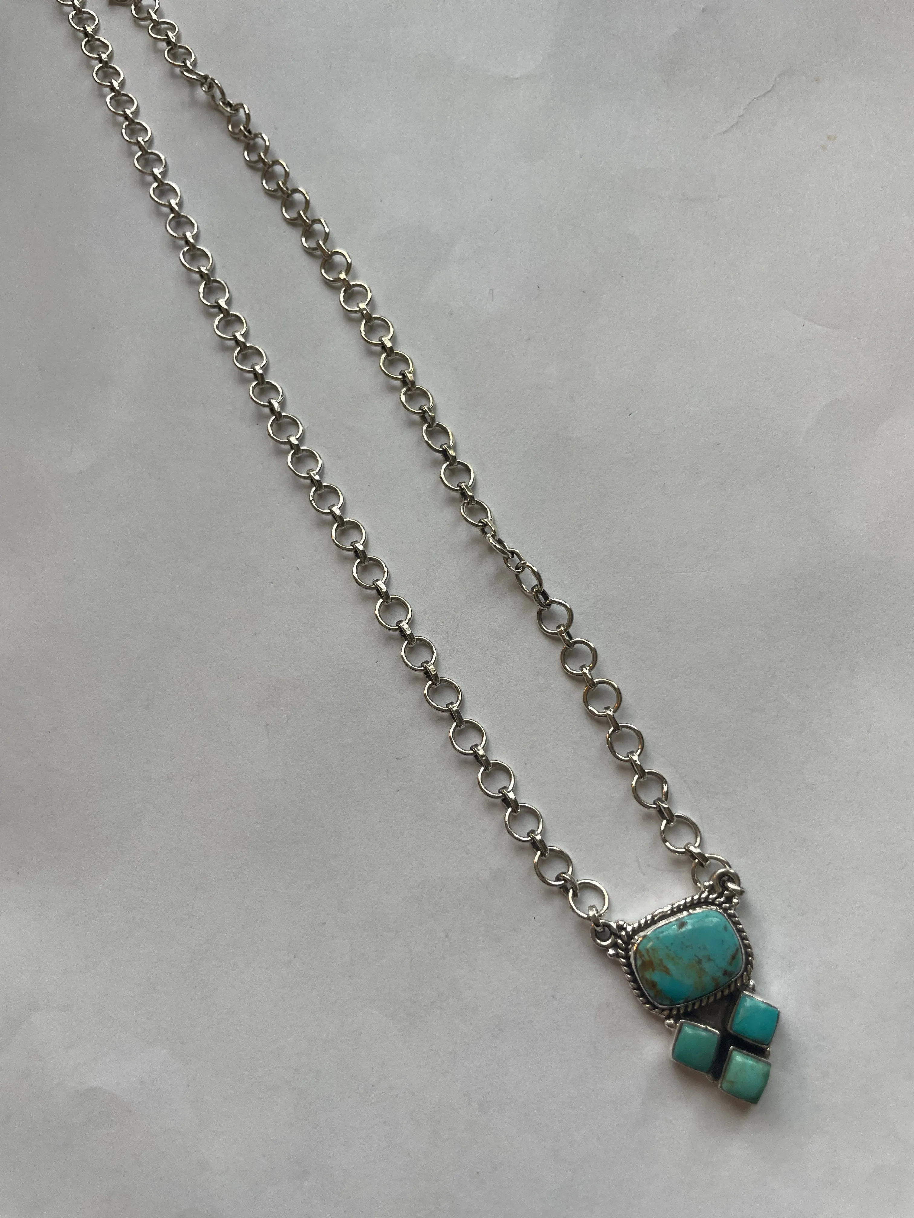 Handmade Sterling Silver and Turquoise Necklace Signed Nizhoni