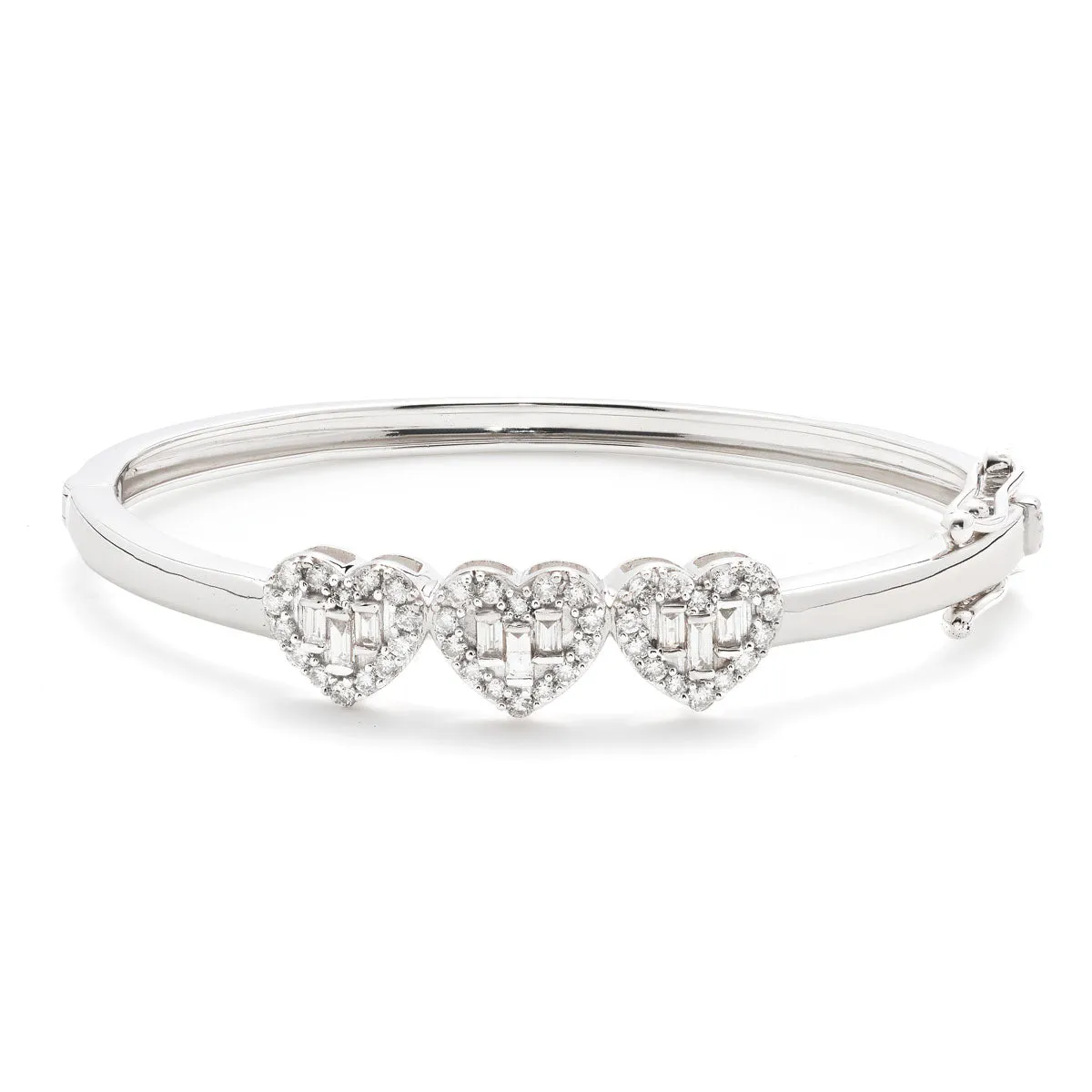 Heart Diamond Baguette Bangle -Baby