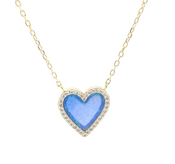 Heart Opal CZ Necklace