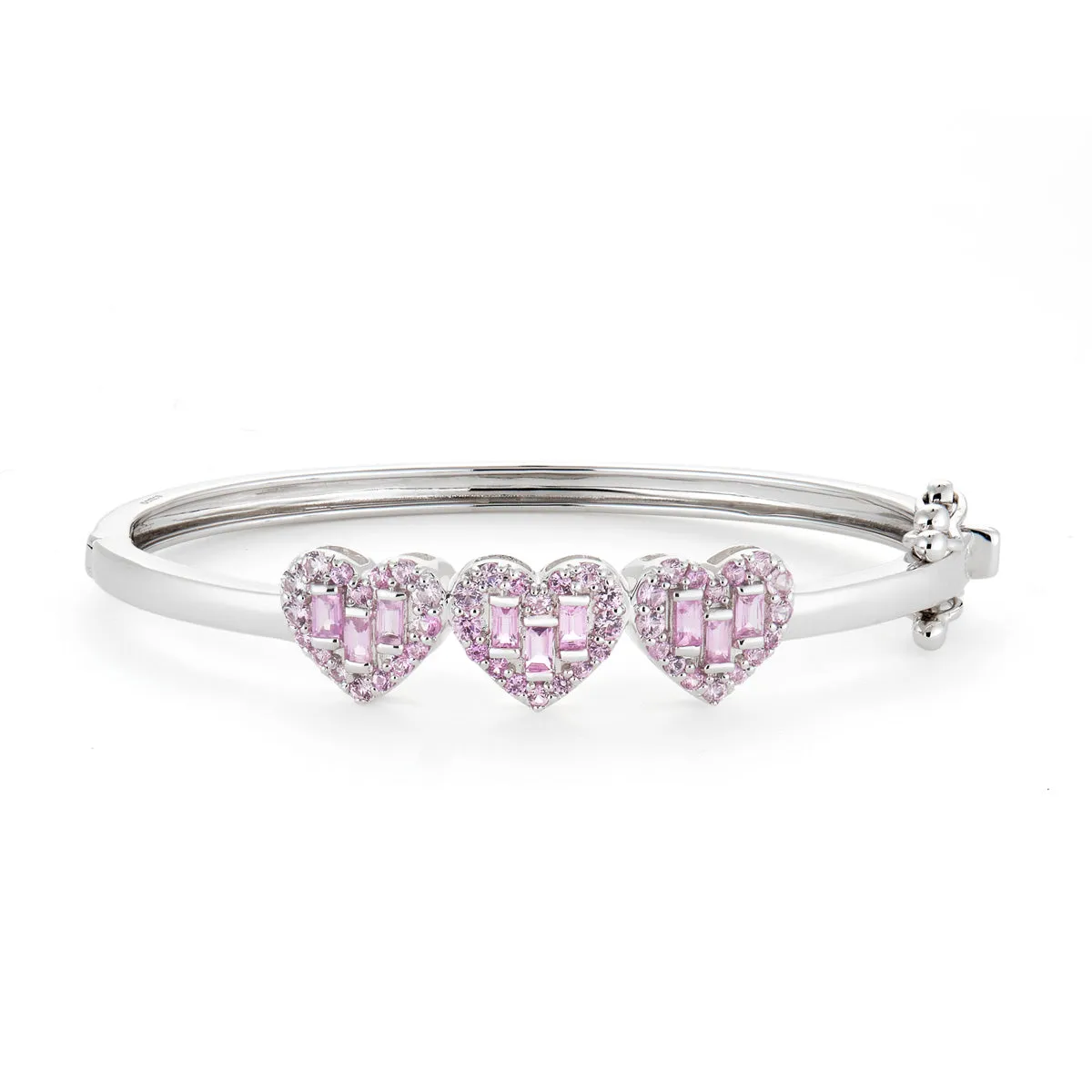 Heart Pink Sapphire Baguette Bangle - Baby