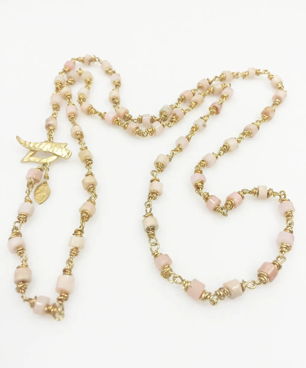 Heather Benjamin | Handmade Pink Opal Wire Wrap Beaded Necklace