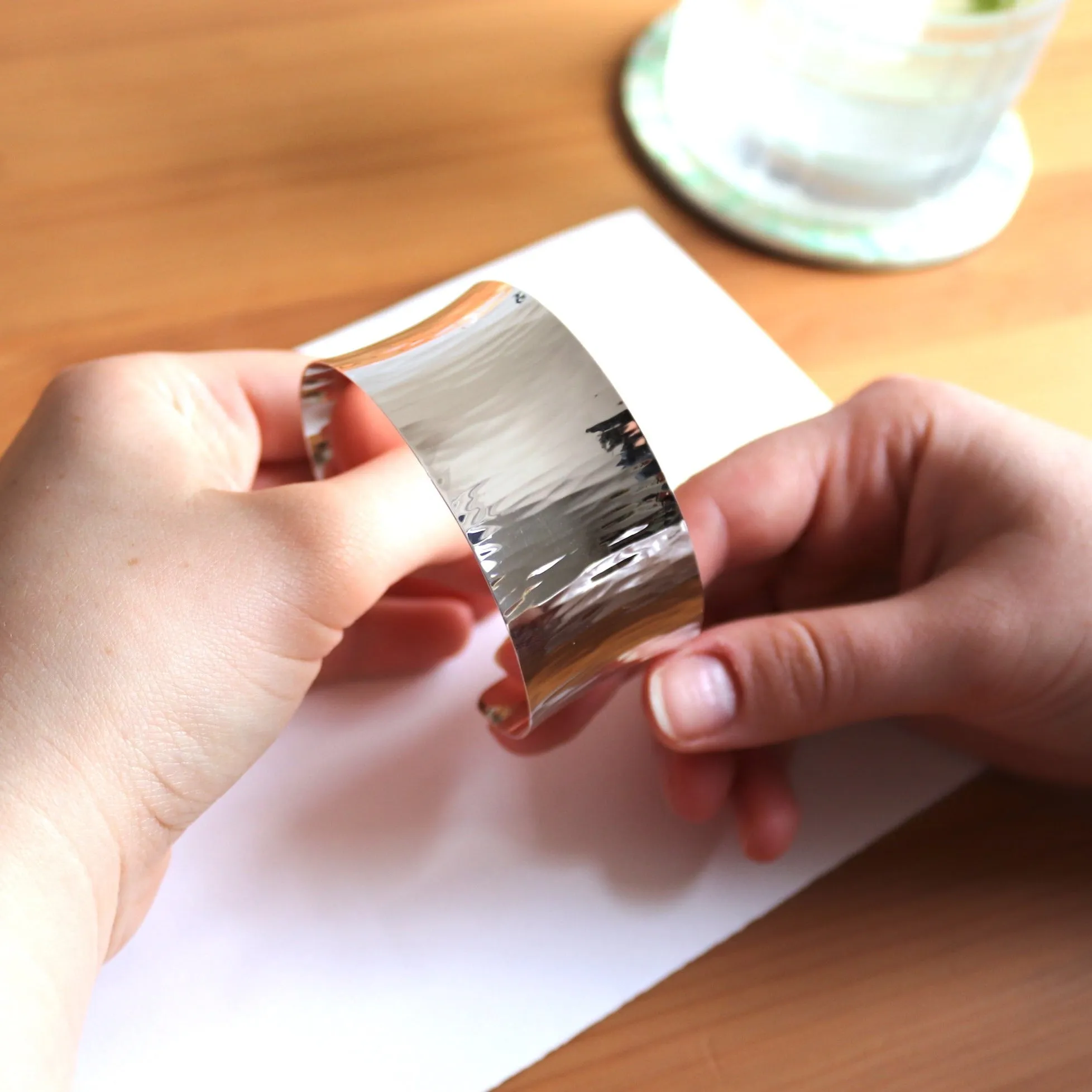 Heavy Rippled Design Wide Cuff Bangle