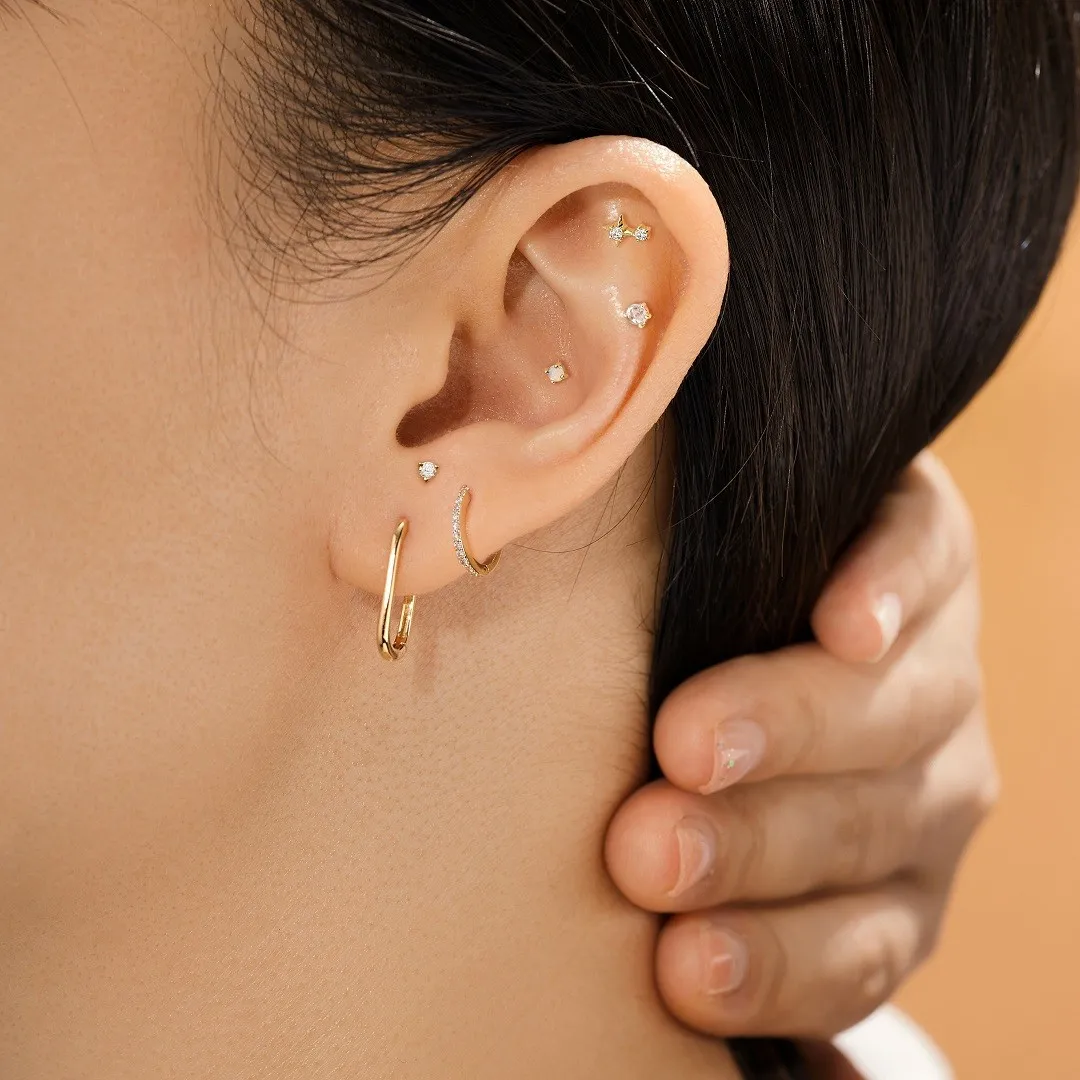 HERA | Single Opal Threadless Flatback Earring