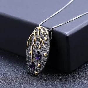 High-grade S925 Sterling Silver Natural Amethyst Necklace Pendant