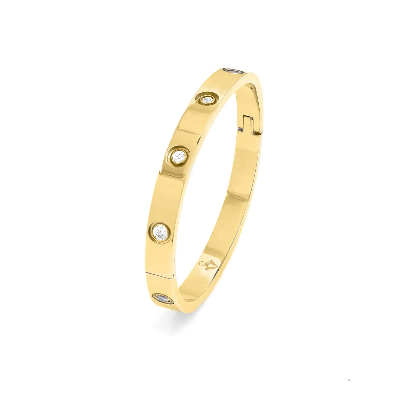 Junior Stone Hinged Bangle - Stainless Steel (Gold)