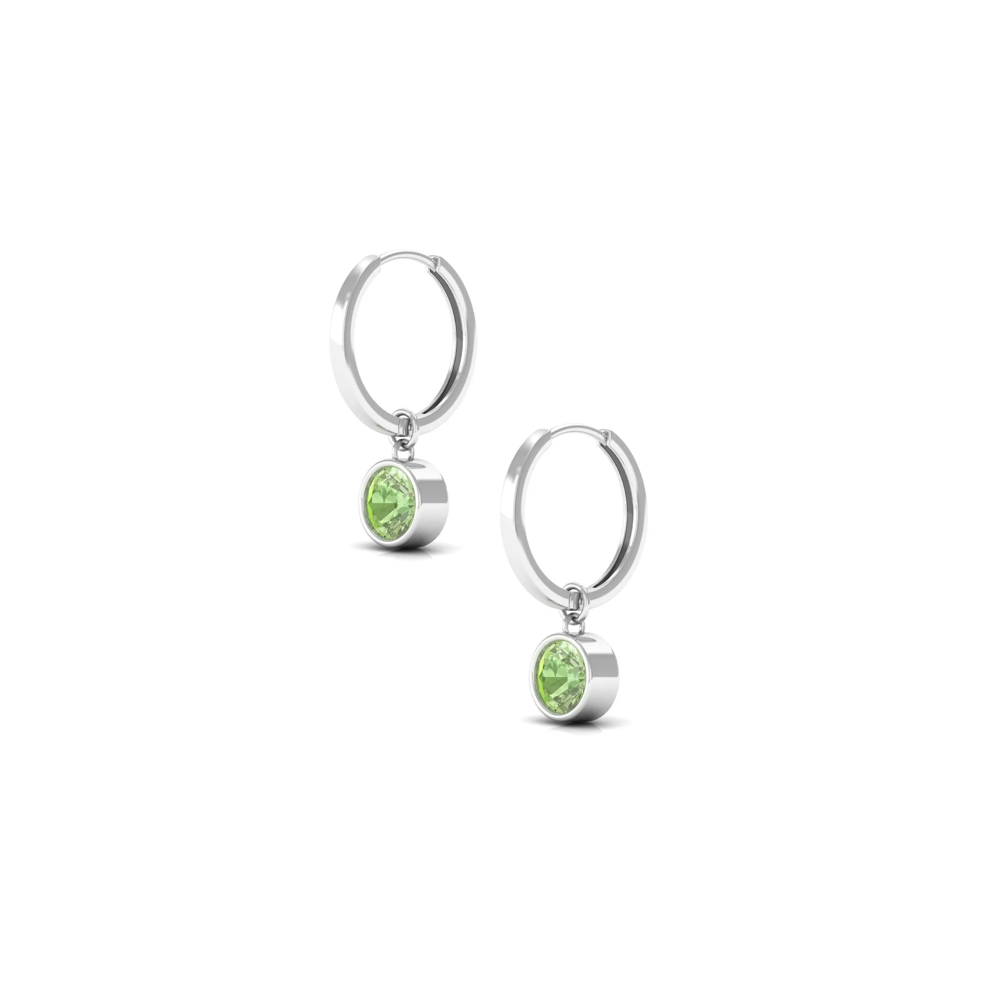 Lab Grown Green Sapphire Hoop Drop Earrings