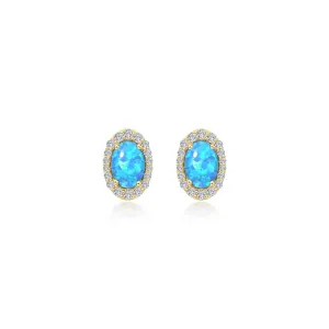 Lafonn Classic Oval Blue Blue Opal Earring E0323BOG00