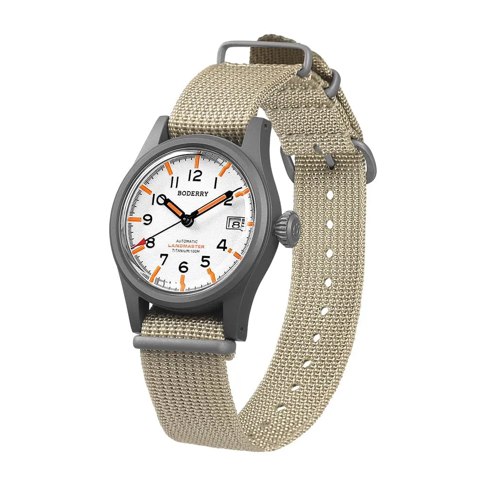 LANDMASTER - 100M Waterproof Titanium Automatic Field Watch | White