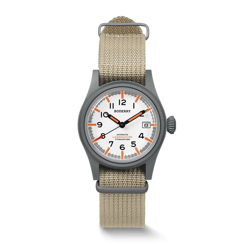 LANDMASTER - 100M Waterproof Titanium Automatic Field Watch | White