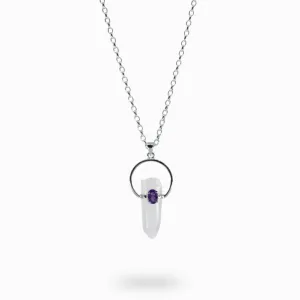 Laser Quartz and Amethyst Necklace