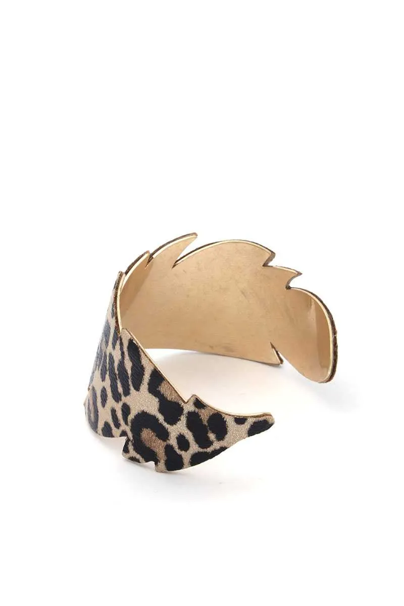 Leaf Cut Out Pattern Cuff Bracelet