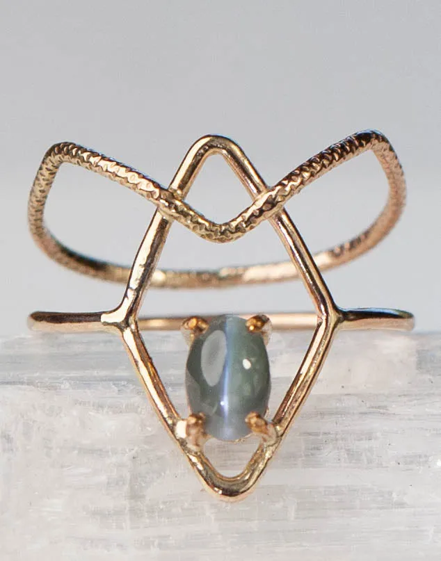 Light Blue Star Sapphire Shiva Ring