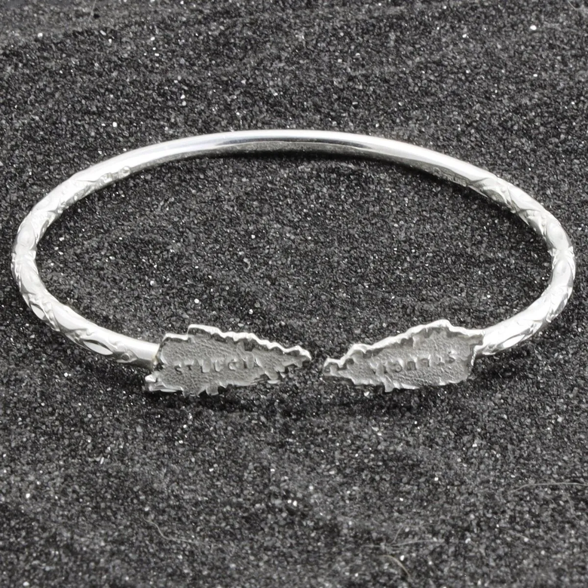 Light St. Lucia Map Bangle with Diamante Pattern