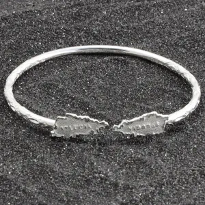 Light St. Lucia Map Bangle with Diamante Pattern