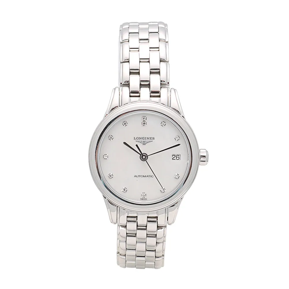 Longines Ladies' Flagship Stainless Steel White Diamond Dial 26mm Automatic (Preowned)