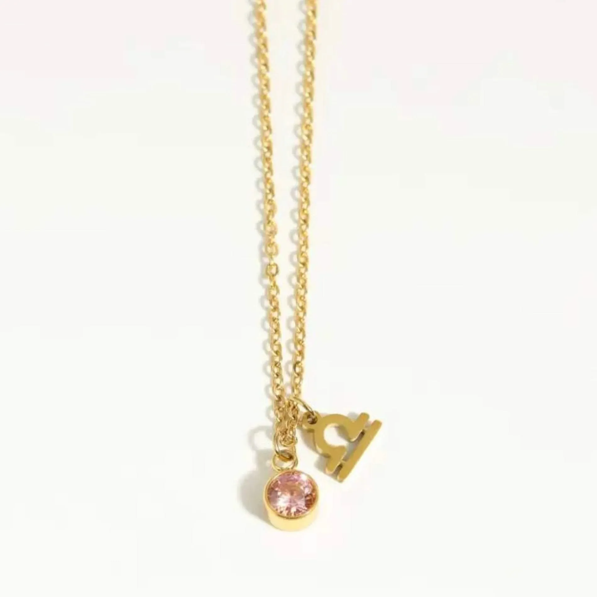 Love Waterproof October & Libra Necklace Gold Plating