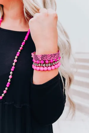 Maddox Stack Bracelet - Fuchsia Snake