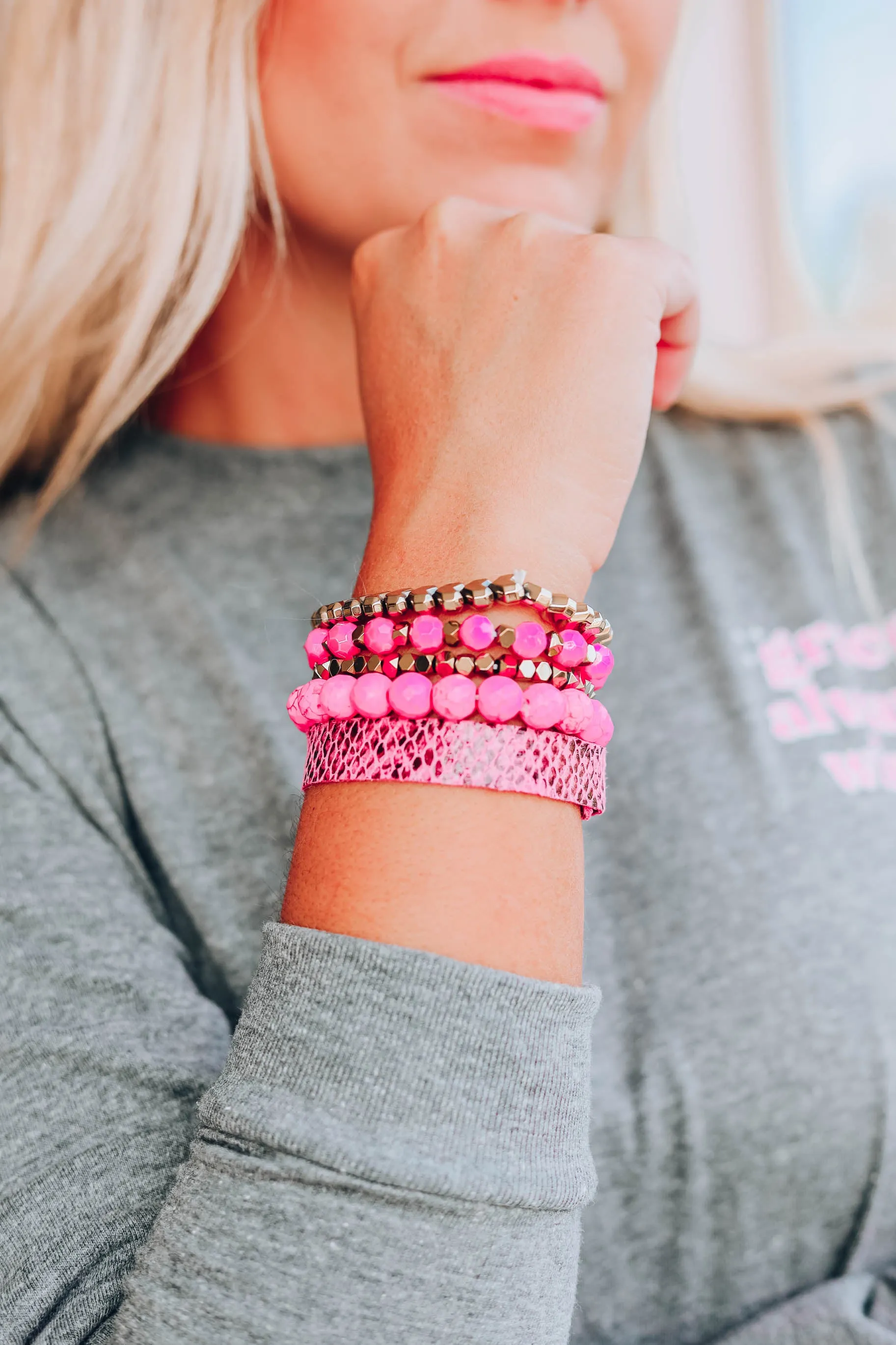 Maddox Stack Bracelet - Fuchsia Snake