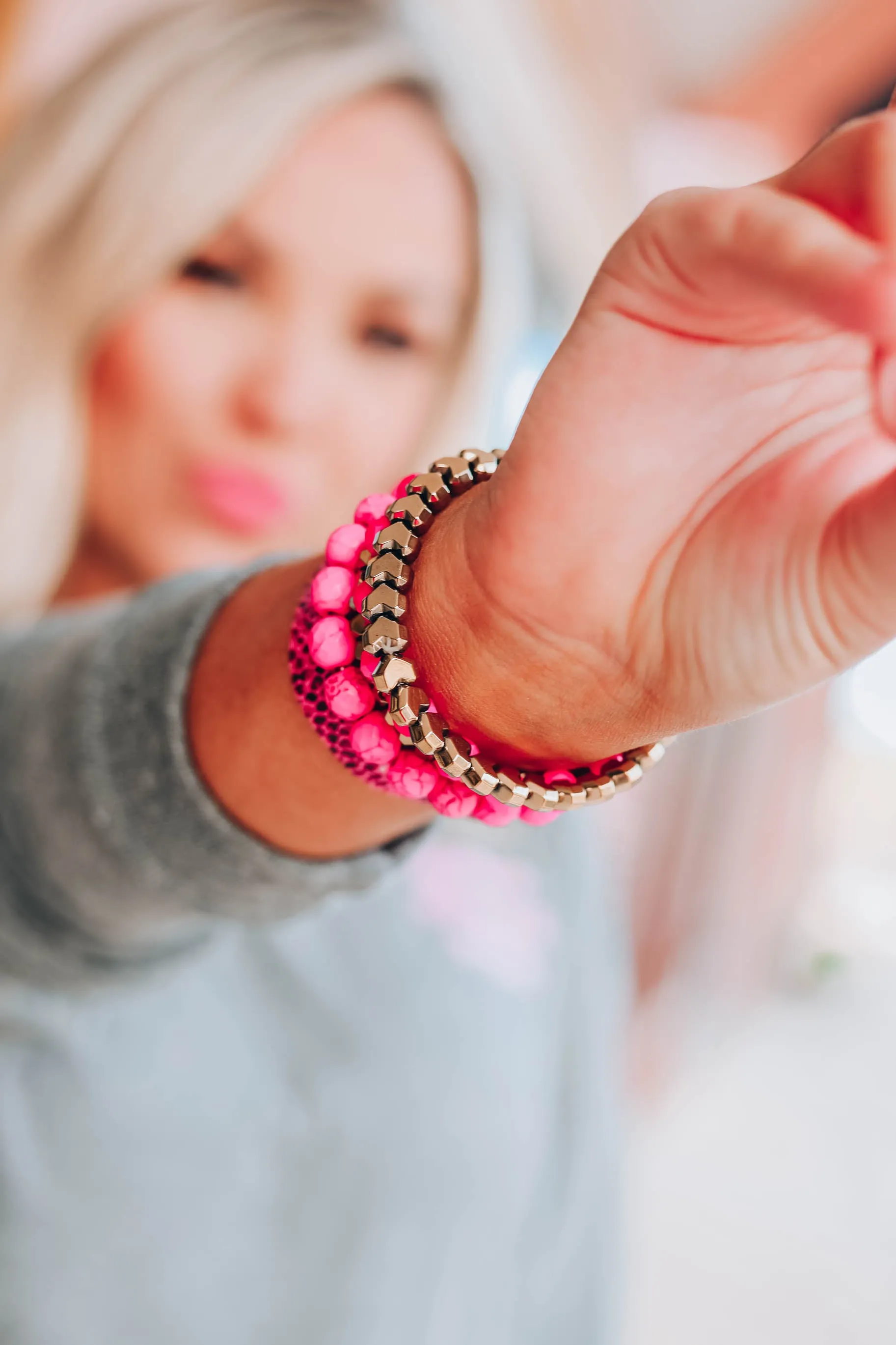 Maddox Stack Bracelet - Fuchsia Snake