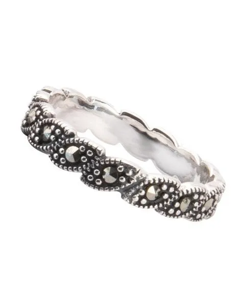 MARCASITE LEAVES SILVER RING