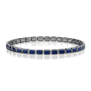 MEN'S BLUE SAPPHIRE BEZEL STRETCH BRACELET