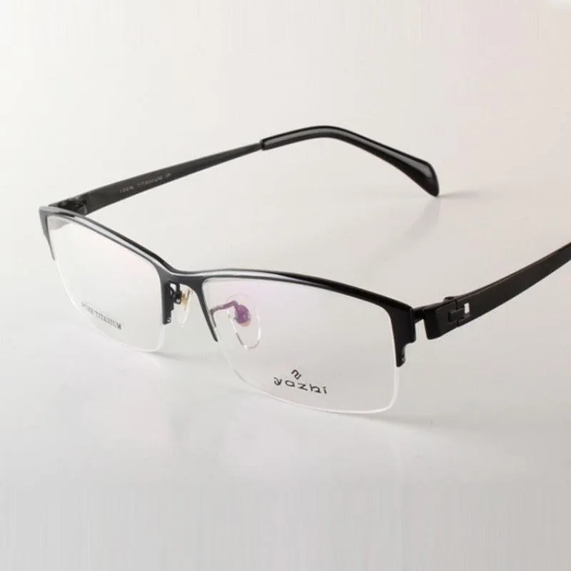 Men's Titanium Wide Half Rim Eyeglasses A8179